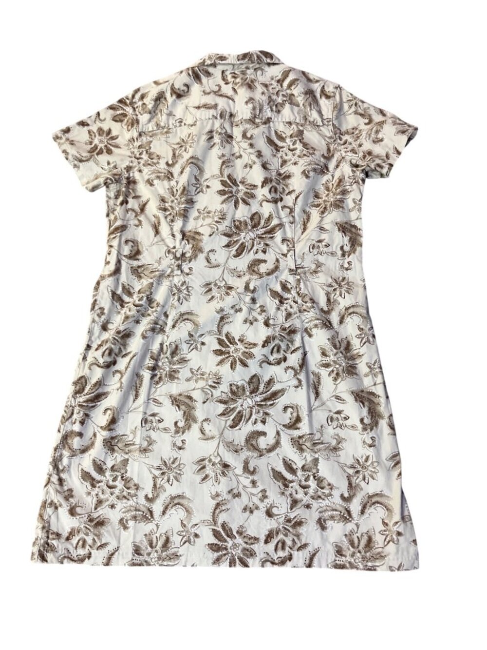 Vintage White Stag Cotton Dress 12 Brown Tan Belted Zip Front Used - Picture 5 of 10